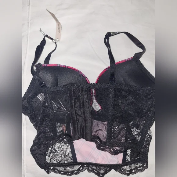 Victoria's Secret Black and Pink Plaid Lace Bra* - Picture 2 of 3